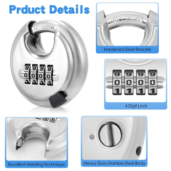 Κλειδαριά τύπου C από ανοξείδωτο ατσάλι, με αντικοπή και συνδυασμό, για αποθήκη και εξωτερική χρήση, πάχος 0,8 εκ, απόσταση 3 εκ.