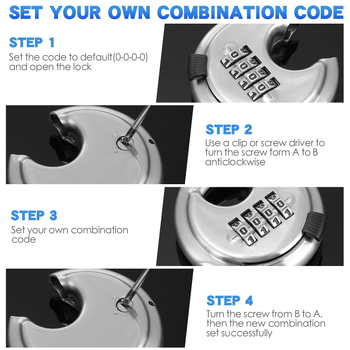 Κλειδαριά τύπου C από ανοξείδωτο ατσάλι, με αντικοπή και συνδυασμό, για αποθήκη και εξωτερική χρήση, πάχος 0,8 εκ, απόσταση 3 εκ.