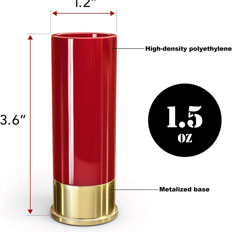 Šovinio formos šotų stiklas – plastmasinis, talpa 1–100 ml, logotipo spausdinimas galimas