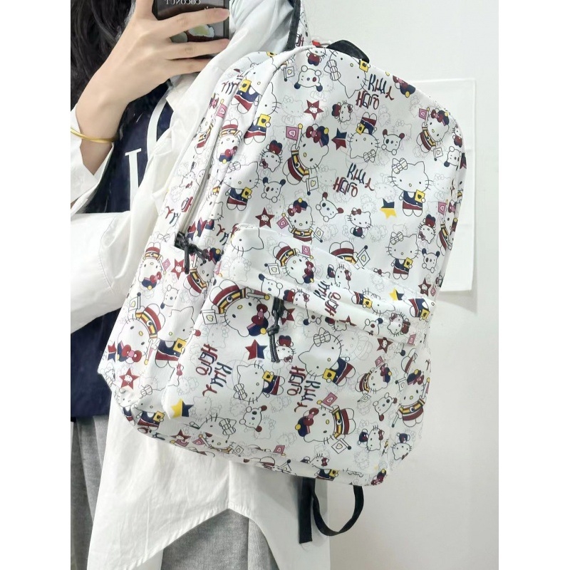 Mokyklinė kuprinė su animaciniu spaudu, poliesterio audinys, nailono pamušalas, užtrauktukas, skirta už kampuso veiklai