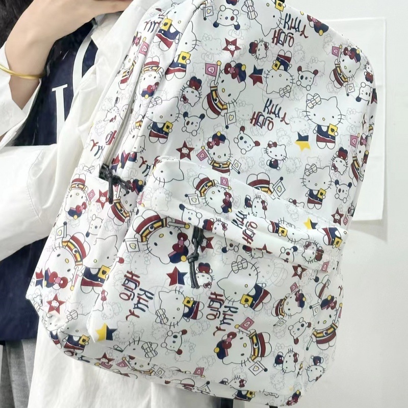 Mokyklinė kuprinė su animaciniu spaudu, poliesterio audinys, nailono pamušalas, užtrauktukas, skirta už kampuso veiklai