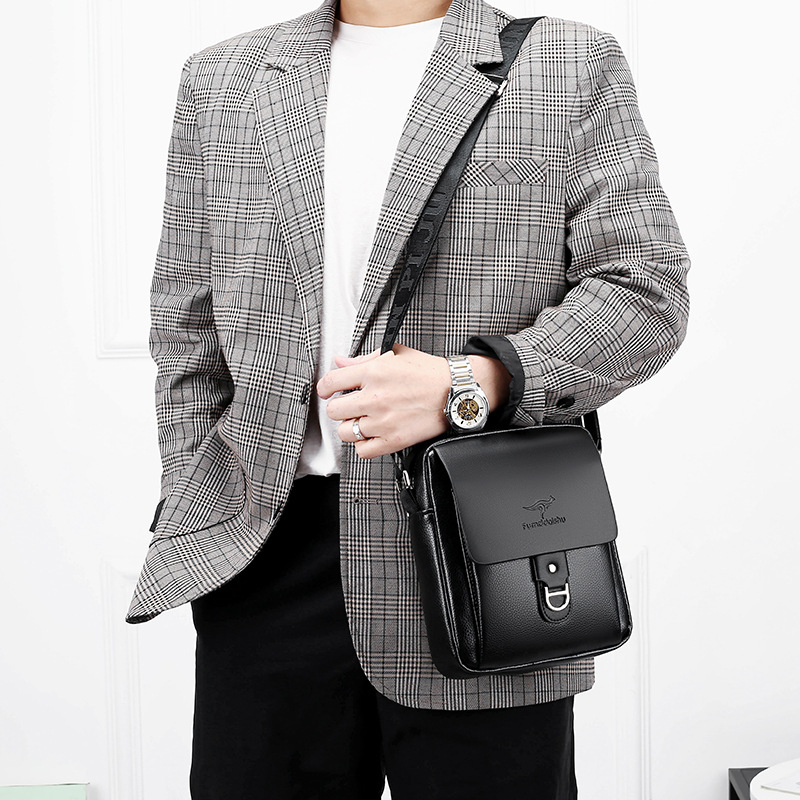 Vyrų krūtinės rankinė — PU oda, miesto paprastas stilius, vieno tono raštas, Fumeida