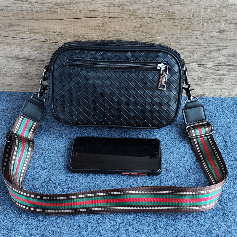 Férfiaknak szóló PU bőr crossbody táska, egyszínű mintázat, bélés poliészter-pamut