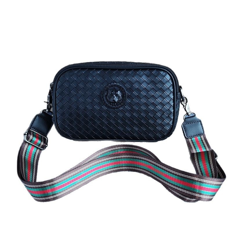 Férfiaknak szóló PU bőr crossbody táska, egyszínű mintázat, bélés poliészter-pamut