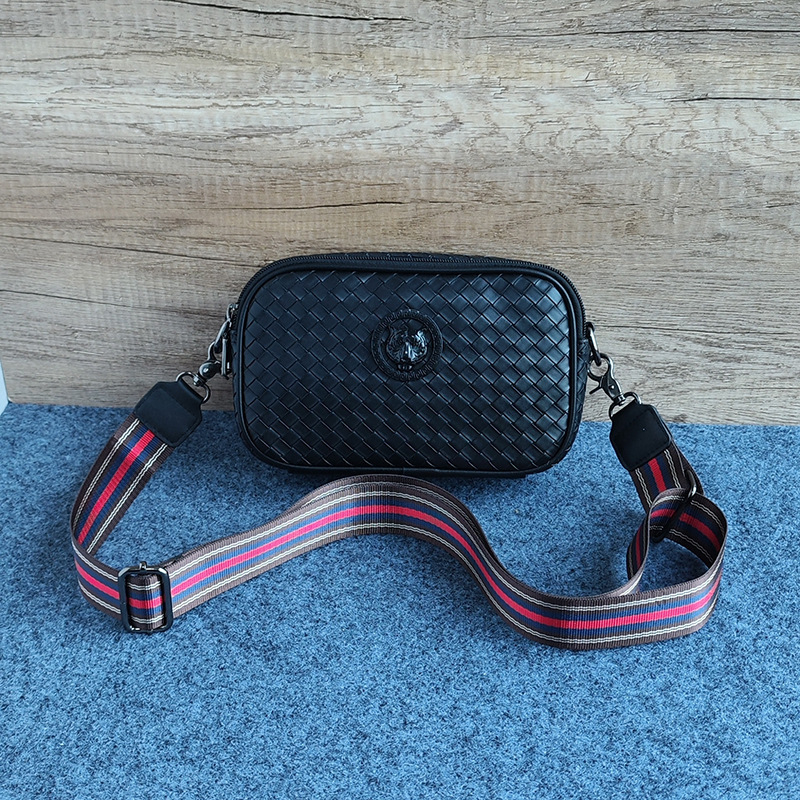 Férfiaknak szóló PU bőr crossbody táska, egyszínű mintázat, bélés poliészter-pamut