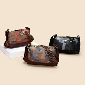 Γυναικεία τσάντα ώμου, PU υλικό, στυλ μοτοσικλέτας, ορθογώνιο σχήμα, φερμουάρ