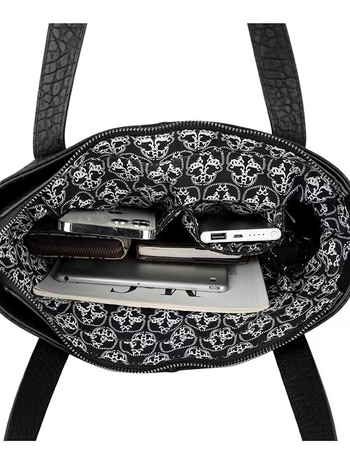 PVC чанта през рамо с черепни пирони, уличен стил, с една презрамка и вътрешен джоб