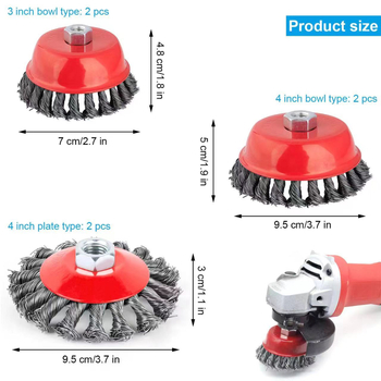 Четка-купа със усукана тел за дисково стоманено колело, усукана тел