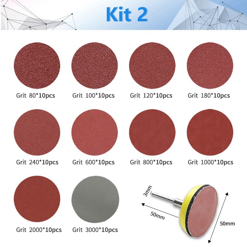 Flokēts smilšu papīrs pulēšanai, 100 gab., diska formā