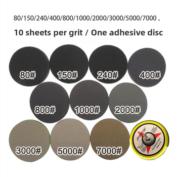 Smilšpapīra disks ar flokētu aizmuguri mitrai un sausai lietošanai; materiāls: smilšpapīrs; zīmols: 1; komplekts: 1; mājsaimniecības lietošanai