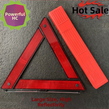 ABS plastiko trikampio atšvaitinis įspėjamasis ženklas automobiliui su stovu, 12V maitinimas