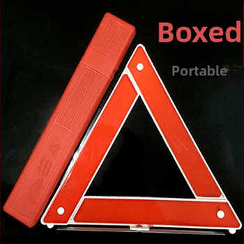 ABS plastiko trikampio atšvaitinis įspėjamasis ženklas automobiliui su stovu, 12V maitinimas