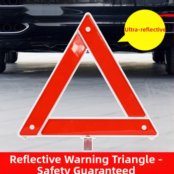 ABS plastiko trikampio atšvaitinis įspėjamasis ženklas automobiliui su stovu, 12V maitinimas