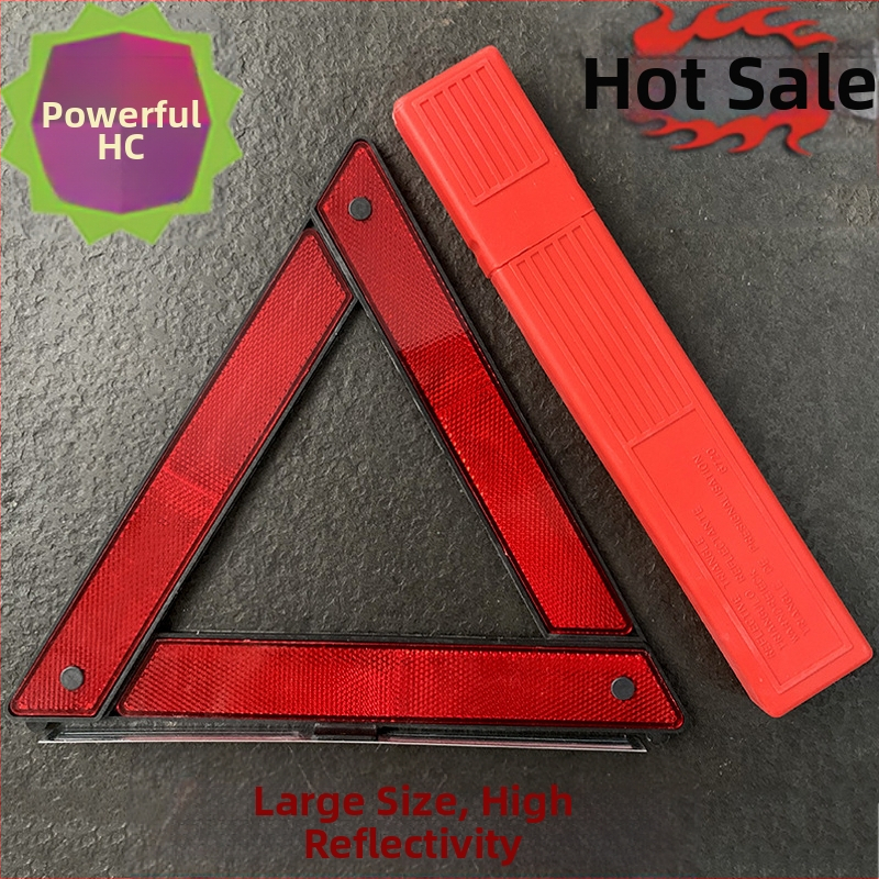 ABS plastiko trikampio atšvaitinis įspėjamasis ženklas automobiliui su stovu, 12V maitinimas