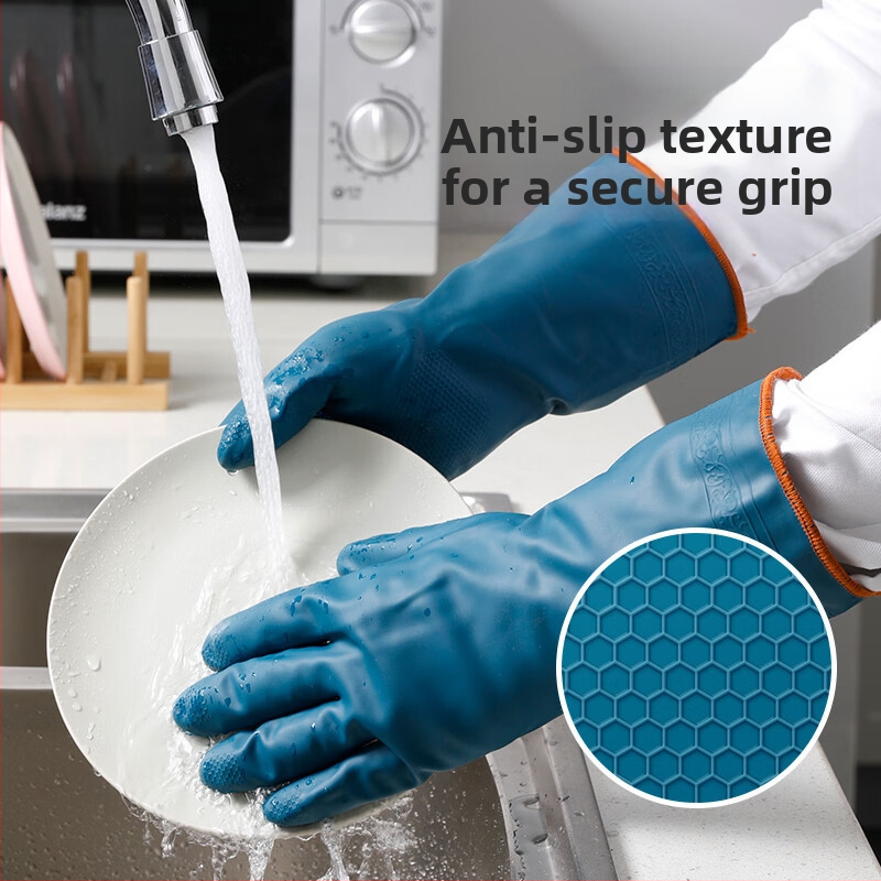 PVC дебели кухненски ръкавици, водоустойчиви, издръжливи, едноцветни, марка Maryya