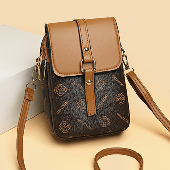 Γυναικεία PU τετράγωνη τσάντα με κατακόρυφη μορφή, φερμουάρ, εσωτερική θήκη για κινητό, Άνοιξη 2024