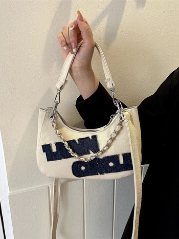 Γυναικεία τσάντα crossbody από ντένιμ με πολλαπλές τσέπες, φερμουάρ, επένδυση πολυεστέρα, σχήμα dumpling, διπλοί ιμάντες για καθημερινή χρήση