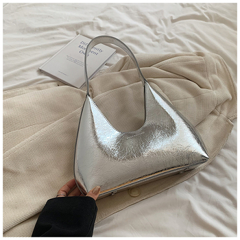 Τσάντα ώμου από PU, αστικός μινιμαλιστικός σχεδιασμός, στυλ ενός ώμου, φερμουάρ, οριζόντιο τετράγωνο σχήμα