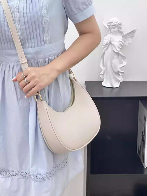 Miesto stiliaus PU rankinė dumpling formos su užtrauktuku, vidinė kišenė telefonui