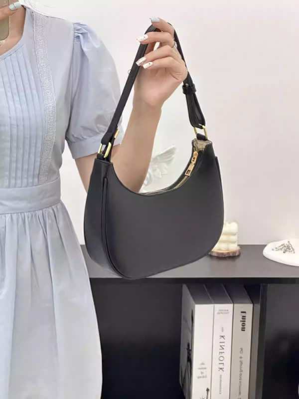 Miesto stiliaus PU rankinė dumpling formos su užtrauktuku, vidinė kišenė telefonui