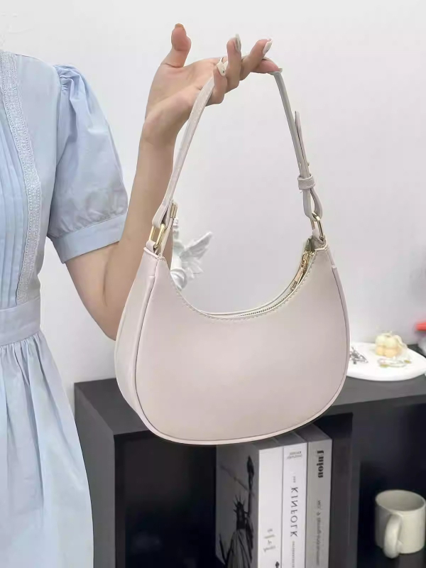 Miesto stiliaus PU rankinė dumpling formos su užtrauktuku, vidinė kišenė telefonui