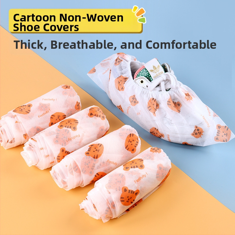 Κάλυμματα παπουτσιών μίας χρήσης από μη υφασμένα υλικά με εκτύπωση, εσωτερική χρήση, ενήλικοι, προστασία από σκόνη, συσκευασία 50/100