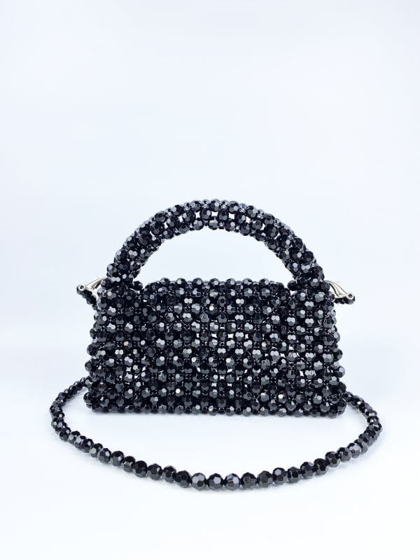 Geantă de telefon lucrată manual cu mărgele, acrilică, mic pătrat, stil urban minimalist, închidere cu capac, buzunar interior pentru telefon și ID