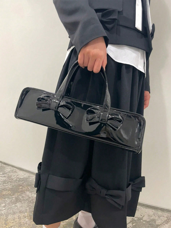 Geantă de damă tip baguette, material PU, închidere cu fermoar, formă orizontală pătrată, buzunar pentru telefon