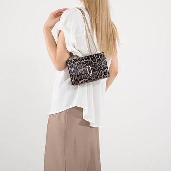 Τσάντα χιαστί από PU, οριζόντιο τετράγωνο σχήμα, κλείσιμο με καπάκι, στυλ δρόμου