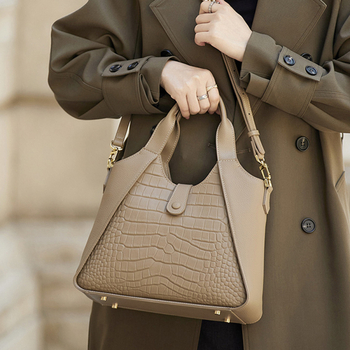 Γυναικεία τσάντα από δέρμα κορυφαίας στρώσης, αστικός μινιμαλιστικός στυλ, μεγάλη χωρητικότητα, μαγνητικό κλείσιμο, εσωτερική τσέπη με φερμουάρ