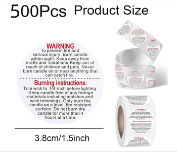 Apvalus žvakių įspėjimo etiketė - lipnios etiketės rankų darbo kvapiosioms žvakėms