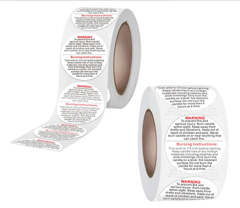 Apvalus žvakių įspėjimo etiketė - lipnios etiketės rankų darbo kvapiosioms žvakėms
