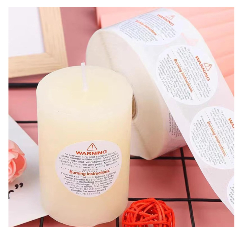 Apvalus žvakių įspėjimo etiketė - lipnios etiketės rankų darbo kvapiosioms žvakėms