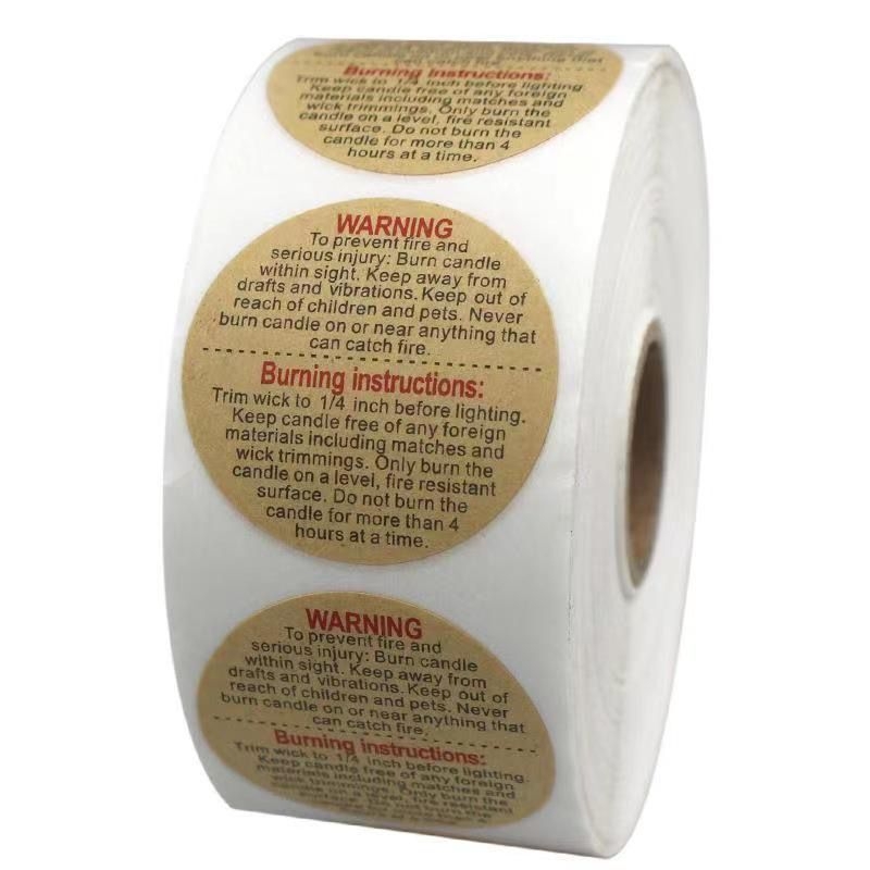 Apvalus žvakių įspėjimo etiketė - lipnios etiketės rankų darbo kvapiosioms žvakėms