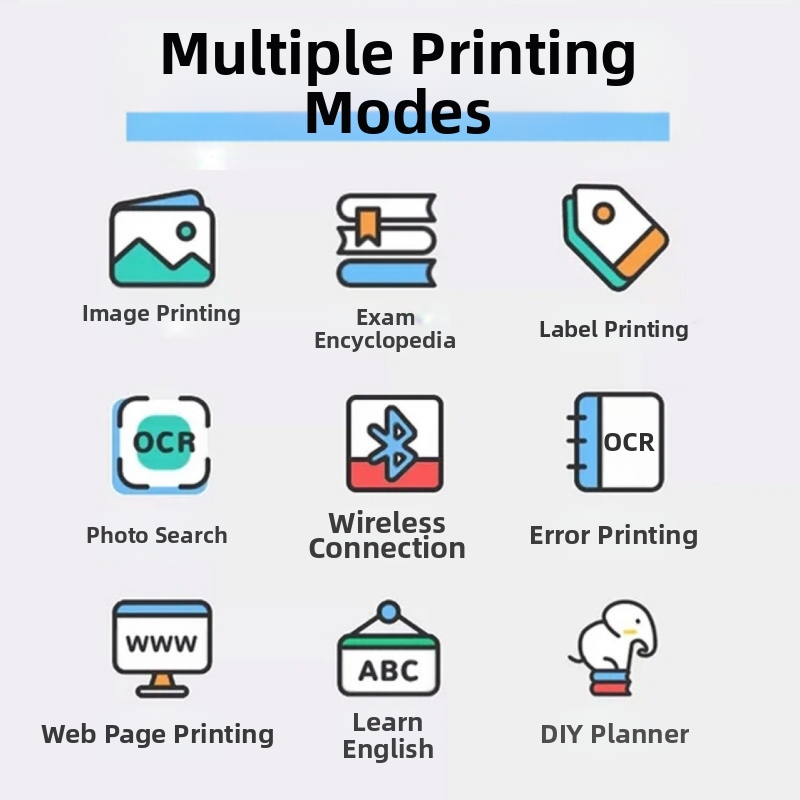 Портативен Bluetooth термален принтер за баркодове — формат на етикета 57×30 мм, неограничена хартия, вградена 1200mAh батерия, поддържа мрежово печат