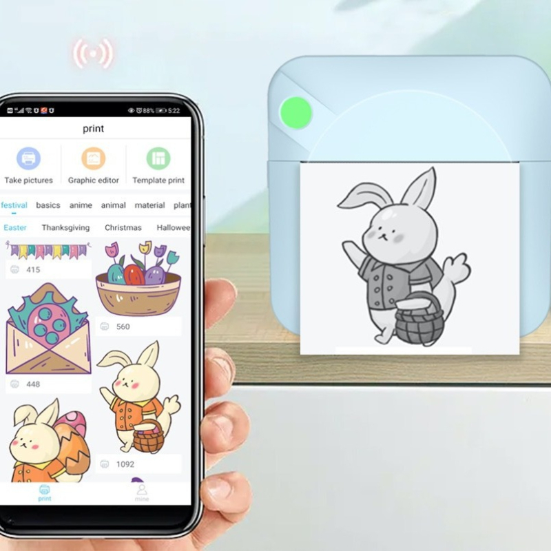 Портативен Bluetooth термален принтер за баркодове — формат на етикета 57×30 мм, неограничена хартия, вградена 1200mAh батерия, поддържа мрежово печат