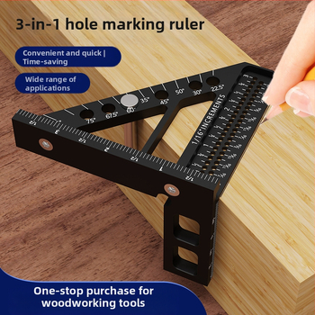 Ξυλουργικός χάρακας με οπή τριγώνου, μετρητής ευθείας γωνίας και χαράκτης, κράμα αλουμινίου