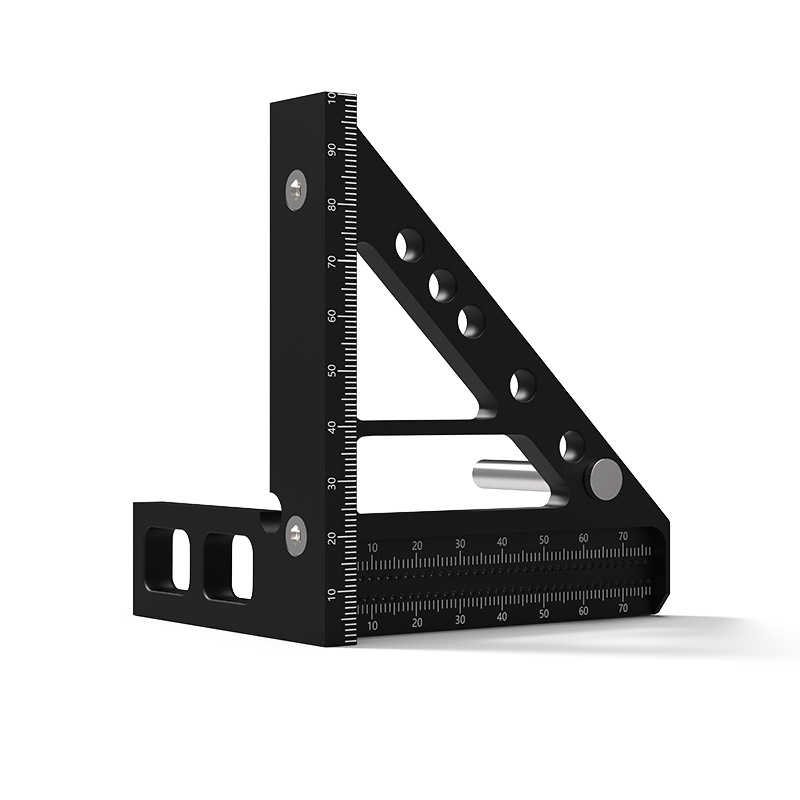 Ξυλουργικός χάρακας με οπή τριγώνου, μετρητής ευθείας γωνίας και χαράκτης, κράμα αλουμινίου