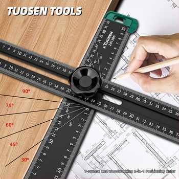 XTUOSEN Αλουμινενιο Τ-Πλαίσιο για Ξυλουργική – Μετακινούμενο Γωνιόμετρο, 2-σε-1 Ρυθμιζόμενο Μέτρο