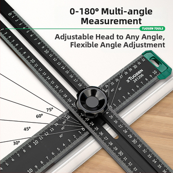 XTUOSEN Αλουμινενιο Τ-Πλαίσιο για Ξυλουργική – Μετακινούμενο Γωνιόμετρο, 2-σε-1 Ρυθμιζόμενο Μέτρο