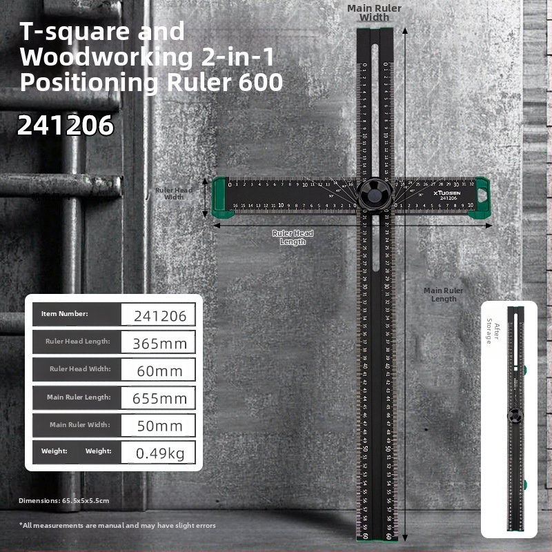 XTUOSEN Αλουμινενιο Τ-Πλαίσιο για Ξυλουργική – Μετακινούμενο Γωνιόμετρο, 2-σε-1 Ρυθμιζόμενο Μέτρο