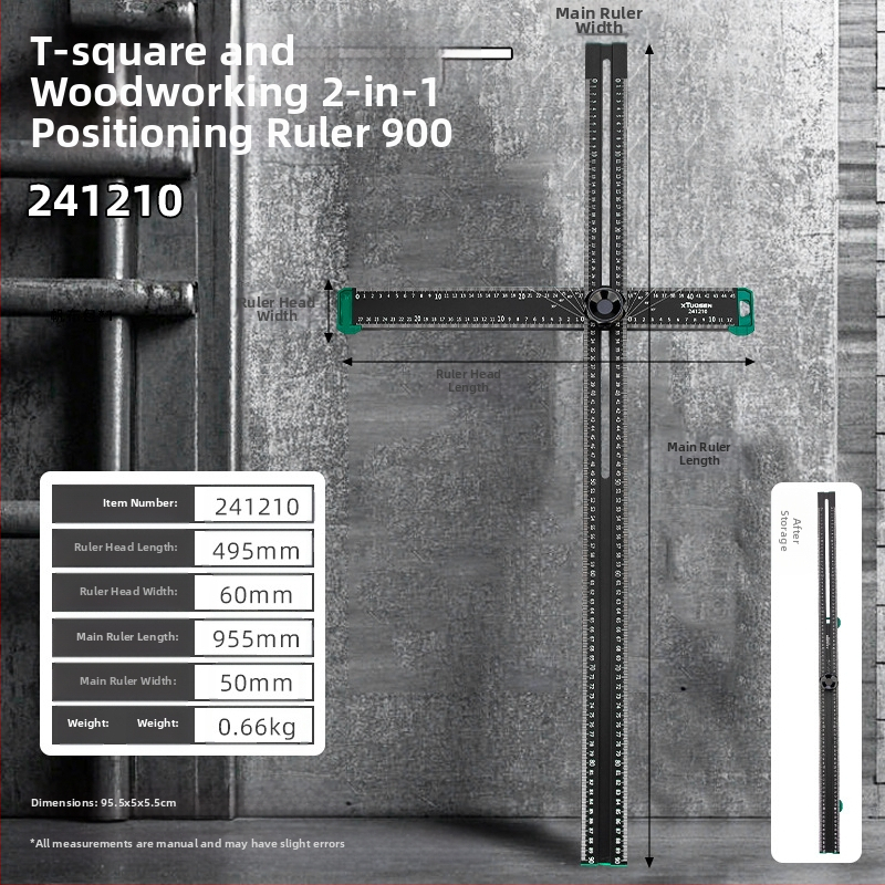 XTUOSEN Αλουμινενιο Τ-Πλαίσιο για Ξυλουργική – Μετακινούμενο Γωνιόμετρο, 2-σε-1 Ρυθμιζόμενο Μέτρο