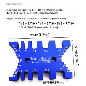 Tenon clamp gauge и измервател на височина за дървообработване – DIY инструмент с метрични и инчови скали, модел KSK-01, съвместим с машини за гравиране и настолен циркуляр