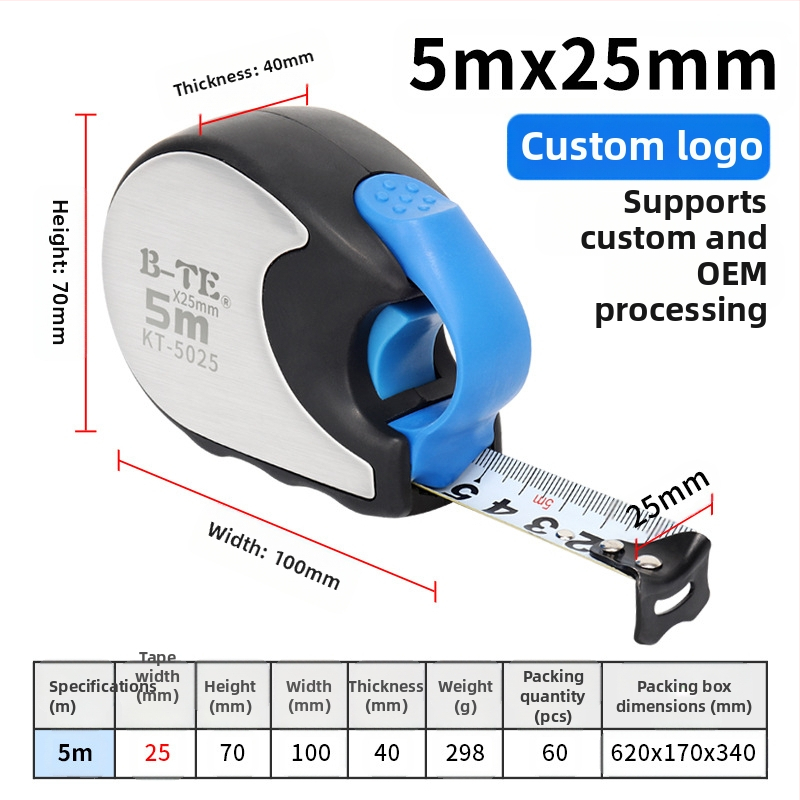 Bonte matavimo juosta, 5 m, automatinis užraktas, atspari kritimui, stalių meistrams
