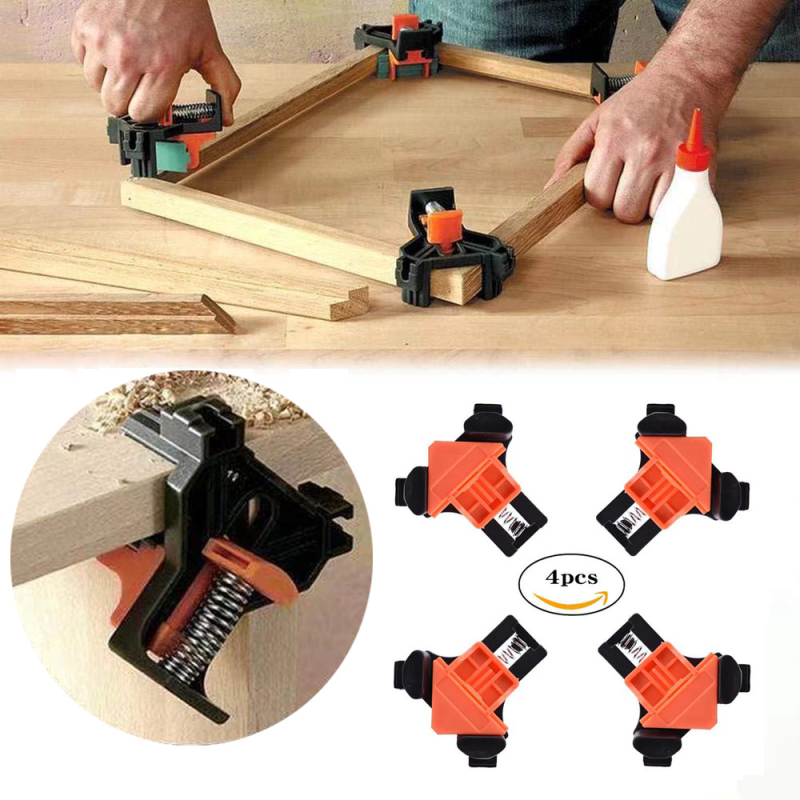 4 vnt daugiafunkcinis kampinis laikiklis nuotraukų rėmams ir medžio darbams, chromuotas