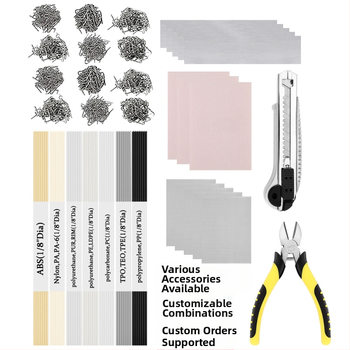 Automobilio buferio taisymo įrenginys su plastiko taisymo įrankiais, plastiko suvirinimo lazdelėmis ir replėmis — Neutralus prekės ženklas, neimportuotas