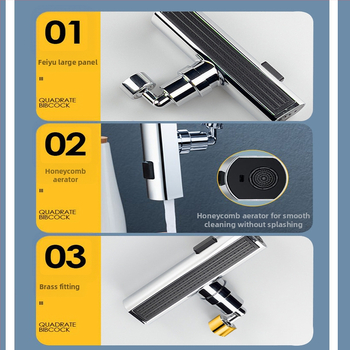 Kuhinjska slavina s zaštitom od prskanja, univerzalna okretna mlaznica, tri načina protoka, produžena glava, tijelo od bakra/plastike, elektroplatirani završetak