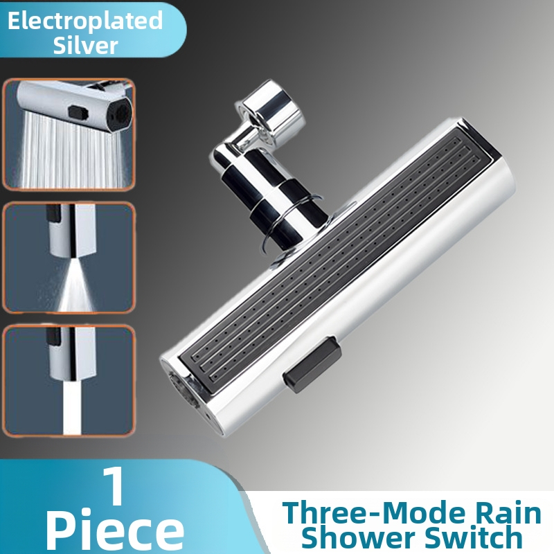 Kuhinjska slavina s zaštitom od prskanja, univerzalna okretna mlaznica, tri načina protoka, produžena glava, tijelo od bakra/plastike, elektroplatirani završetak