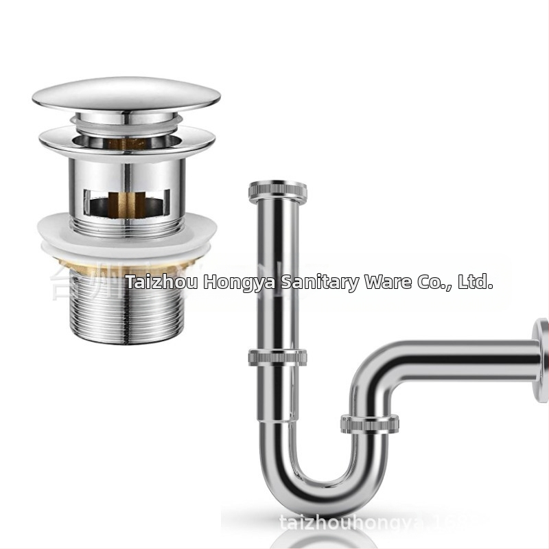 Νιπτήρας μπάνιου με υπερχείλιση και σιφόν, μοντέλο D-009, υλικό ανοξείδωτο ατσάλι και χαλκό, σχήμα γερμανικού στυλ