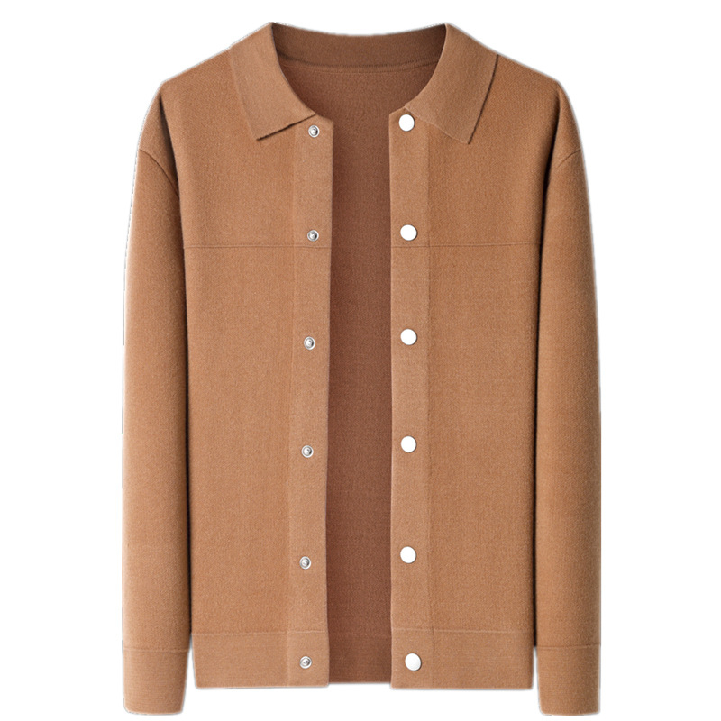 Vyrinis vilnos kardiganas – plona vilna 30–35%, storas mezginys, apykaklė su reveru, ilgos rankovės, rišinis kraštas